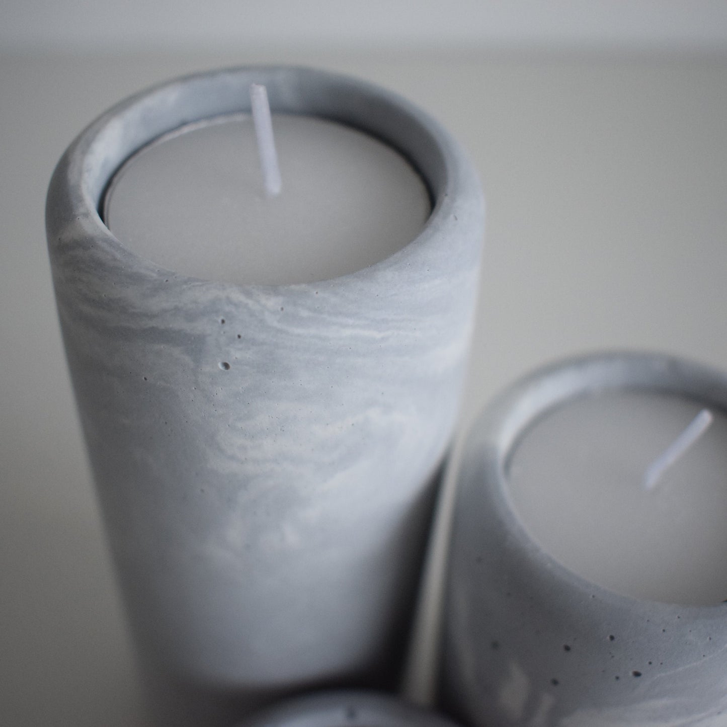Concrete Pillar Tea Light Holders (Set of 3)