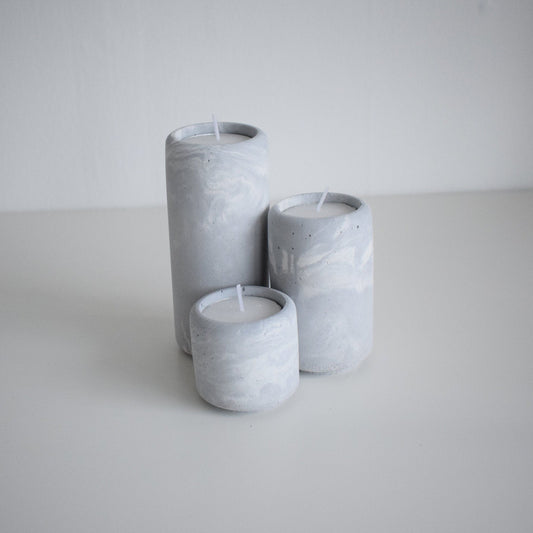 Concrete Pillar Tea Light Holders (Set of 3)
