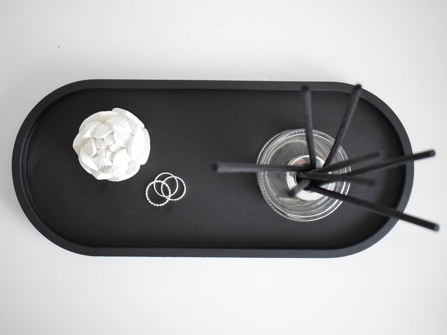 Black Concrete Oval Styling Tray (Large)
