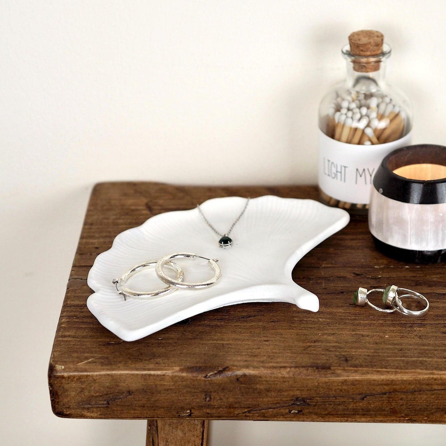 Concrete Ginkgo Leaf Trinket Dish