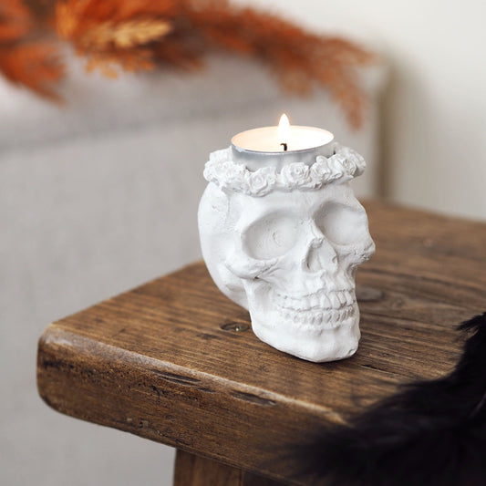 Concrete Skull Tea Light Holder