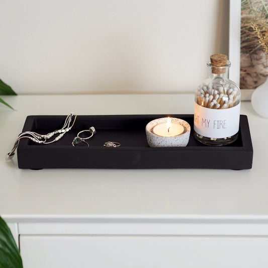 Matte Black Concrete Rectangle Tray