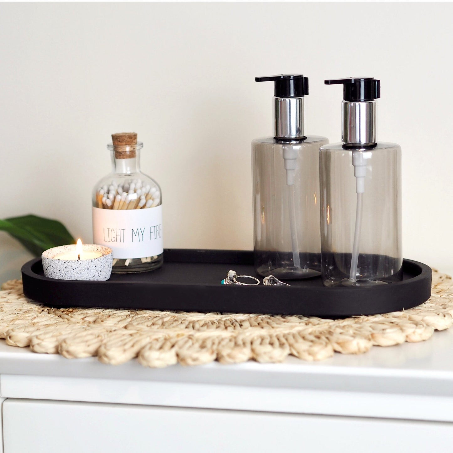 Black Concrete Oval Styling Tray (Large)