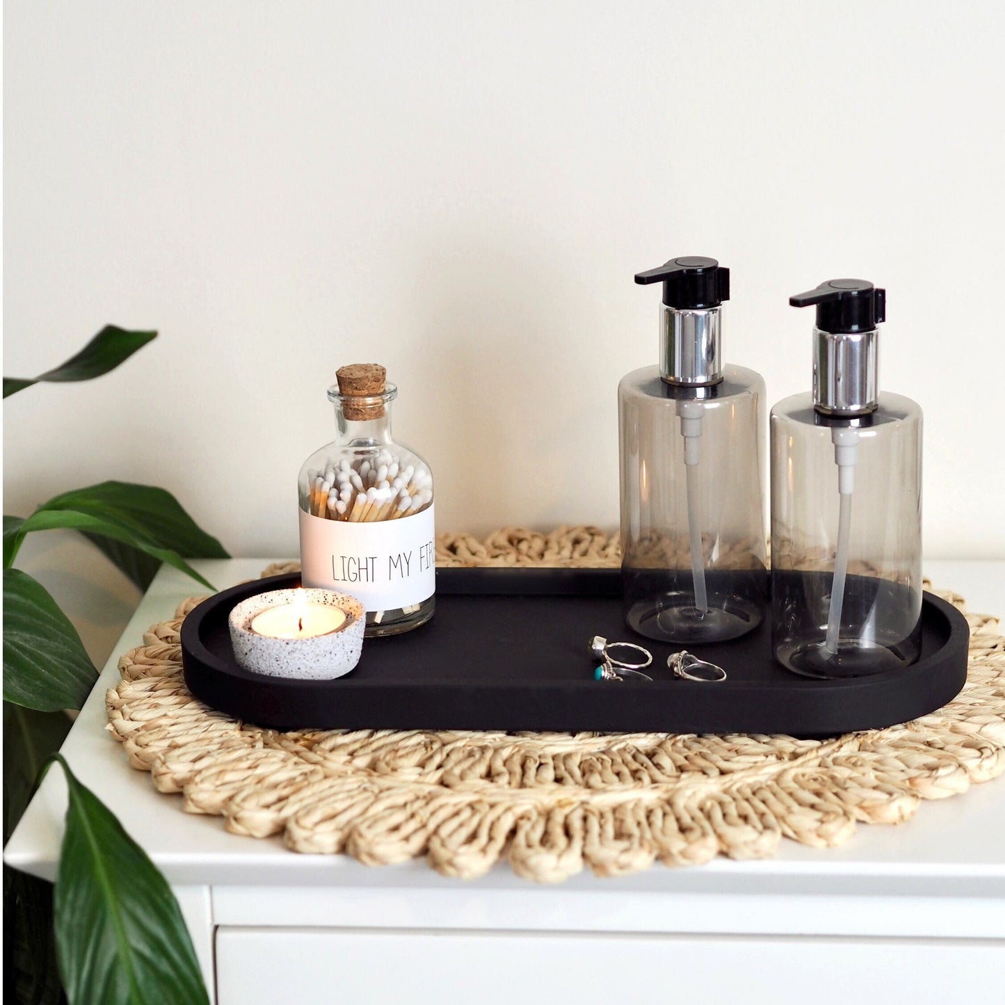 Black Concrete Oval Styling Tray (Large)
