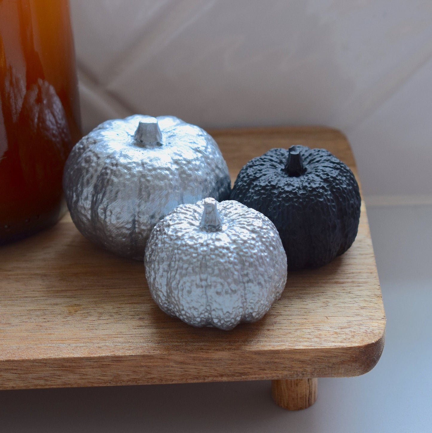 Matte Black Concrete Pumpkins