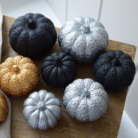 Matte Black Concrete Pumpkins