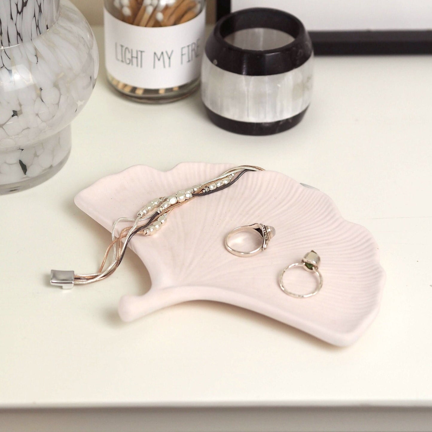 Concrete Ginkgo Leaf Trinket Dish