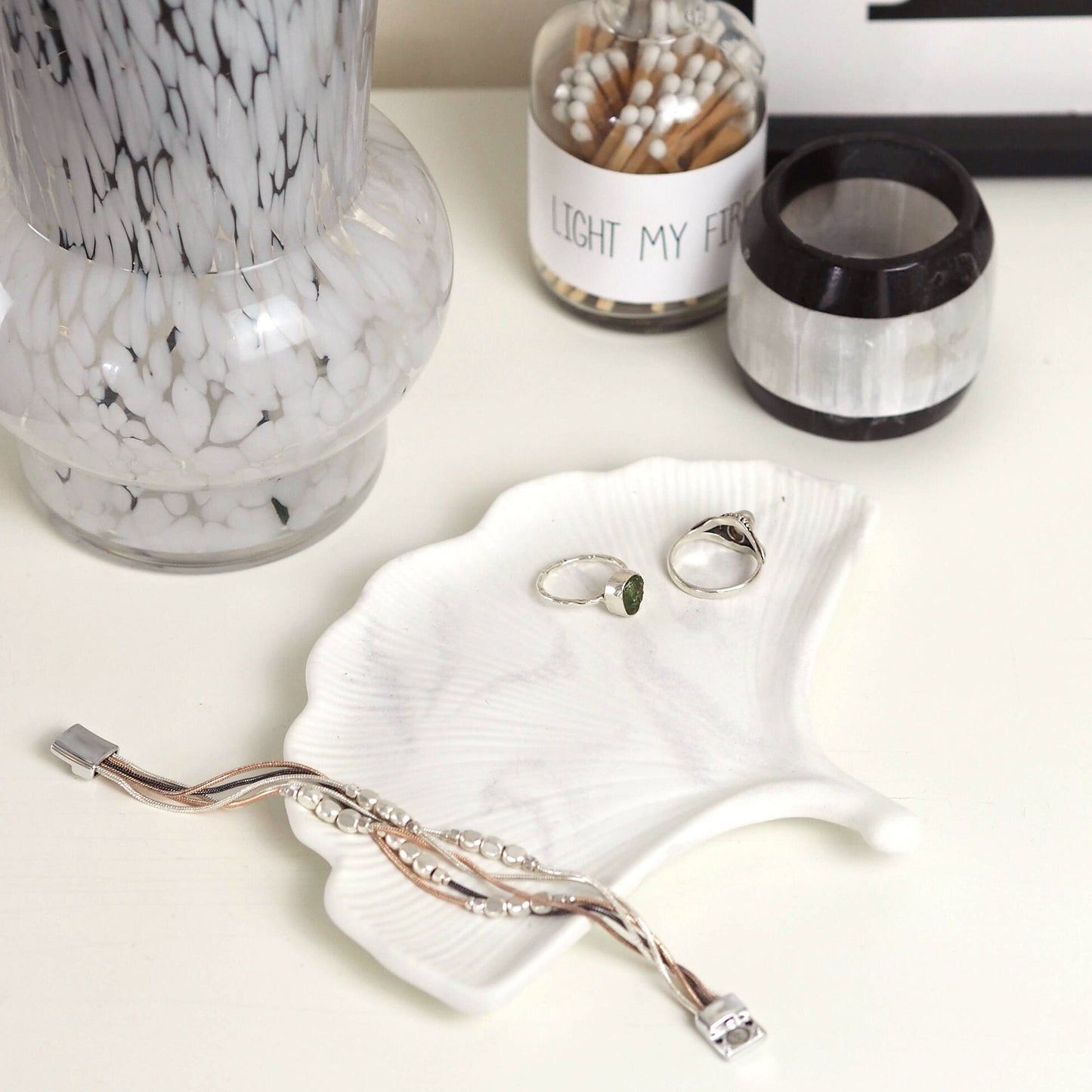 Concrete Ginkgo Leaf Trinket Dish