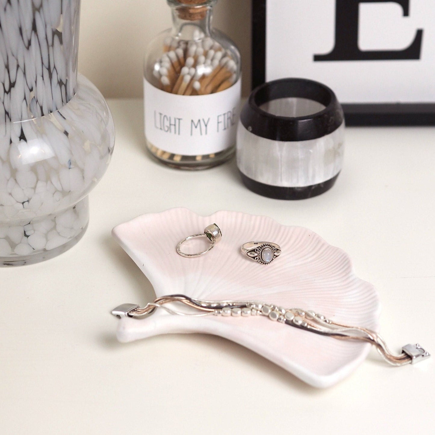 Concrete Ginkgo Leaf Trinket Dish