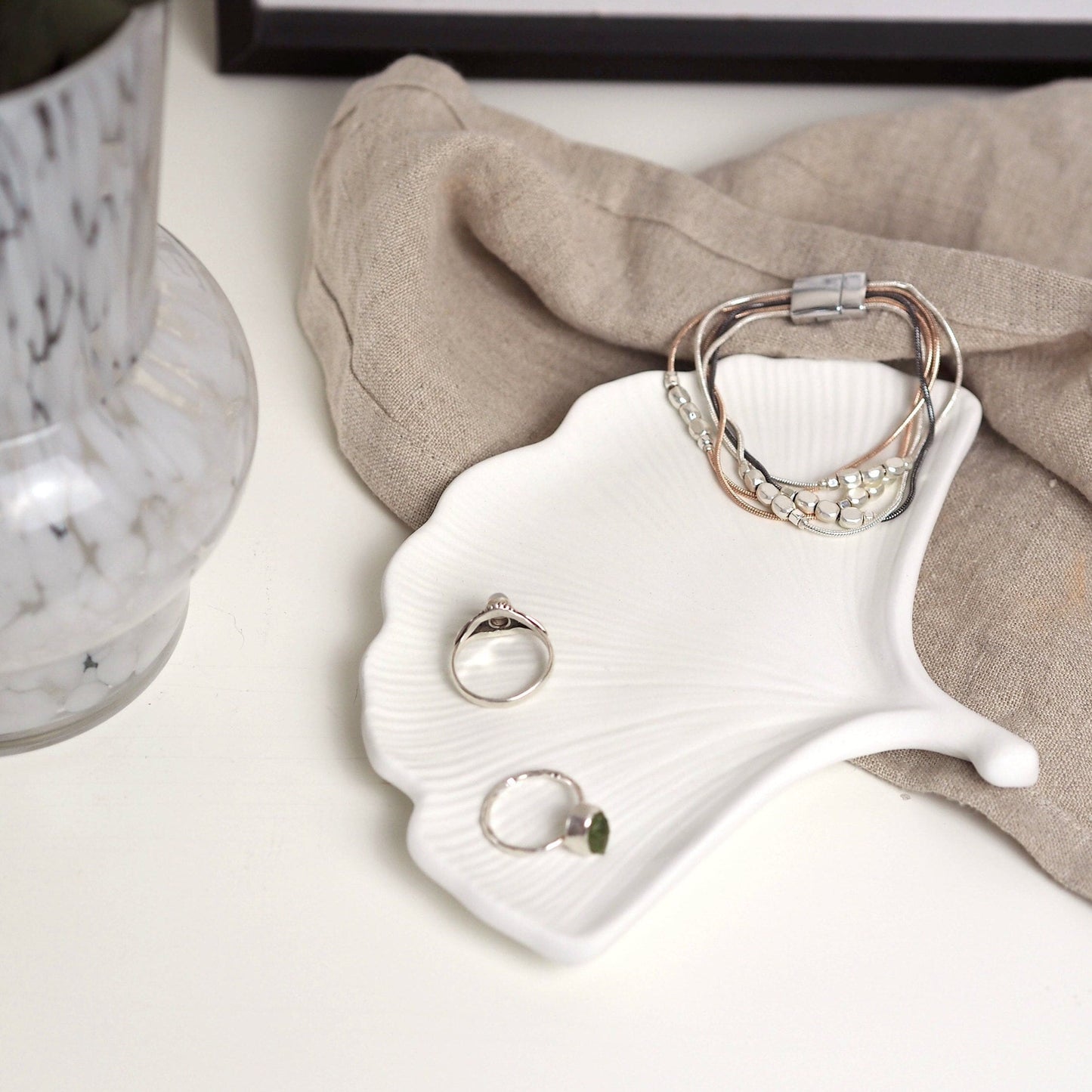 Concrete Ginkgo Leaf Trinket Dish