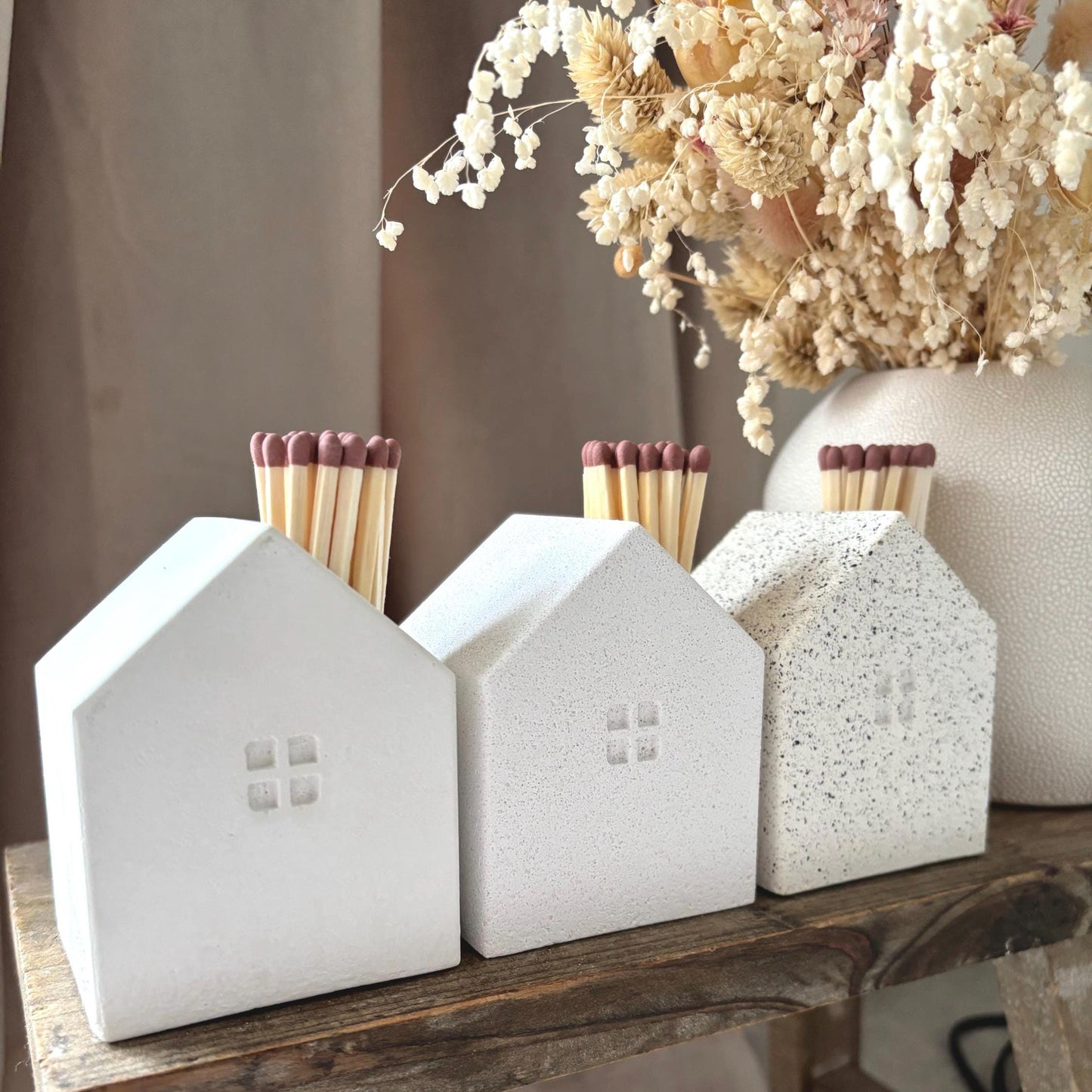 Concrete House Shaped Matchstick Holder