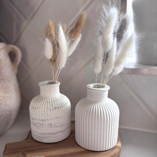 Minimalist Concrete Ribbed Bud Vase