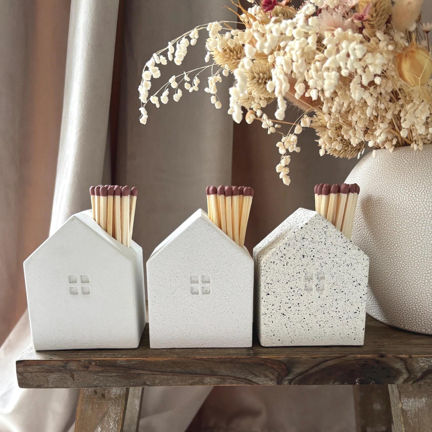 Concrete House Shaped Matchstick Holder
