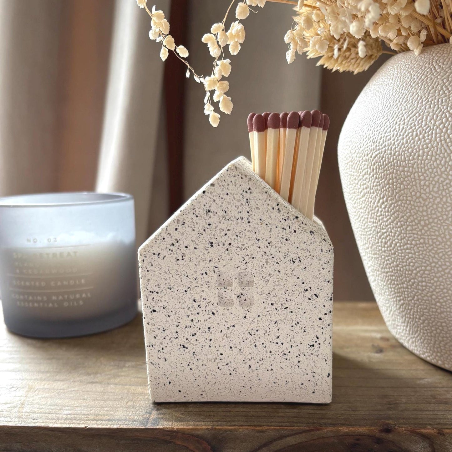 Concrete House Shaped Matchstick Holder