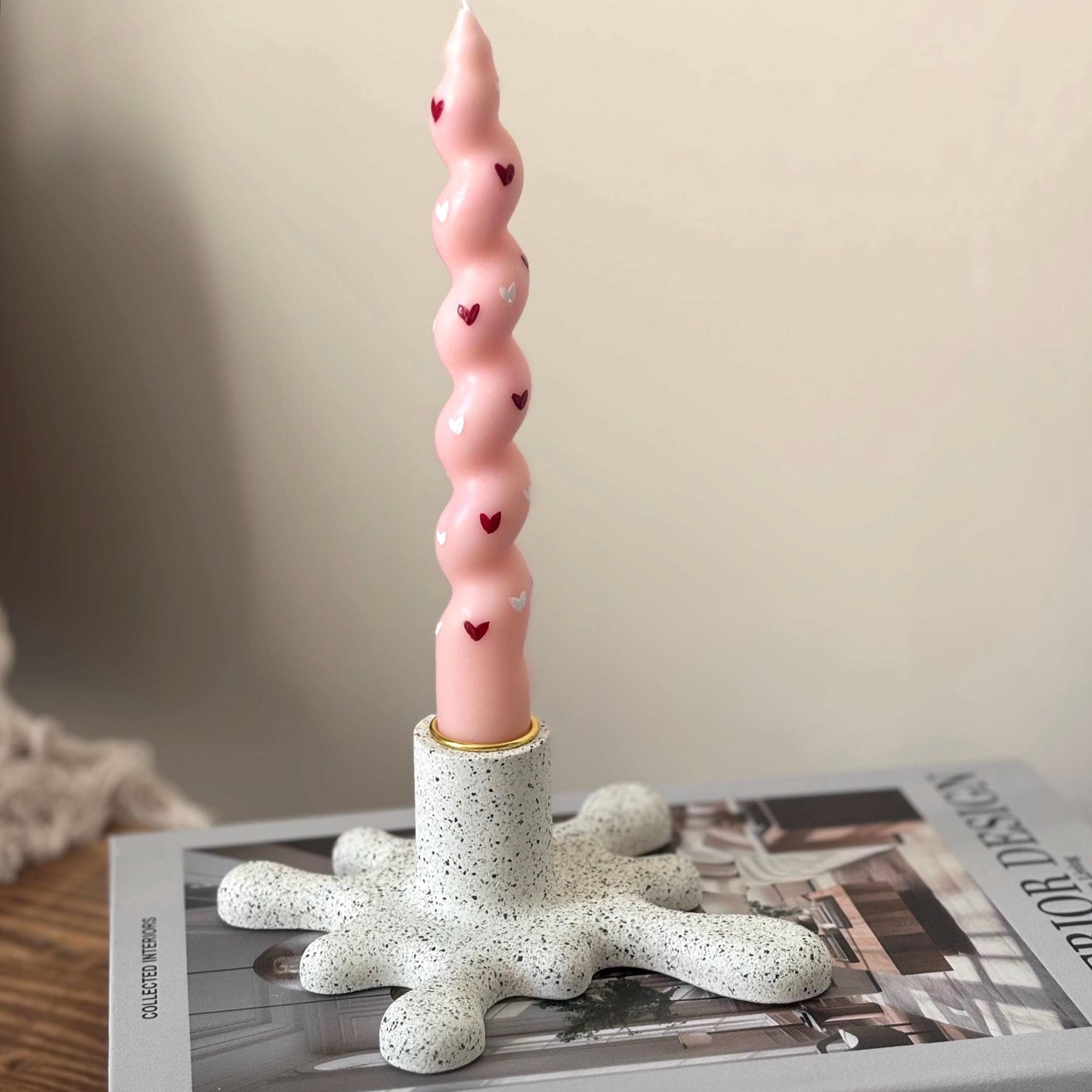 Concrete Paint Splat Candlestick Holder | Modern Sculptural Candle Holder | Quirky New Home Gift | Unique Table Decor | Taper Candle Holder