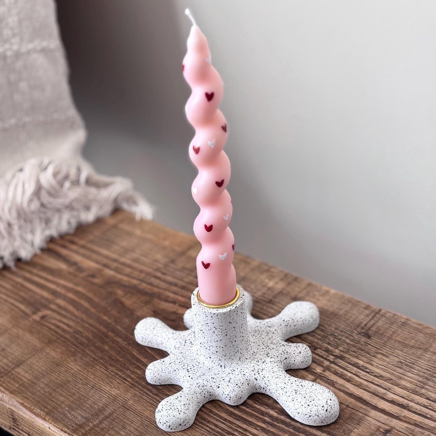 Concrete Paint Splat Candlestick Holder | Modern Sculptural Candle Holder | Quirky New Home Gift | Unique Table Decor | Taper Candle Holder