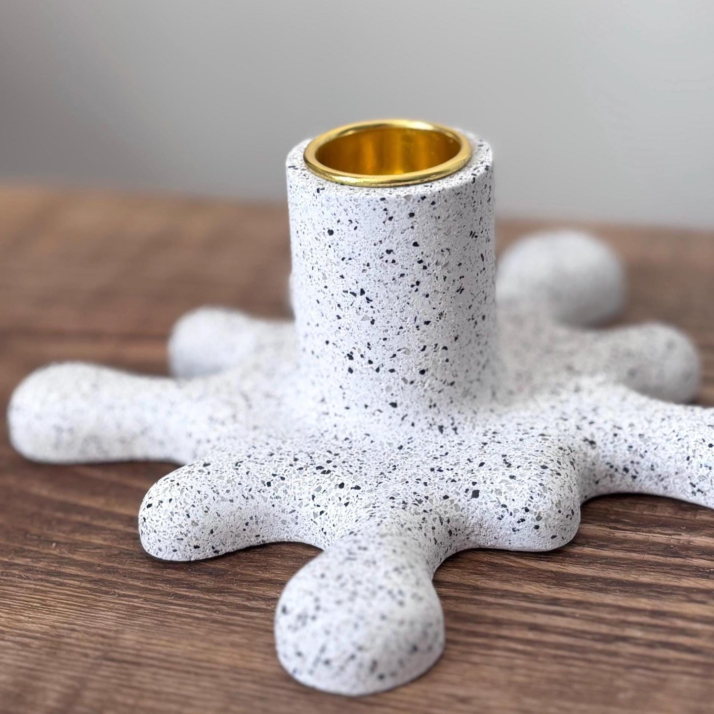 Concrete Paint Splat Candlestick Holder | Modern Sculptural Candle Holder | Quirky New Home Gift | Unique Table Decor | Taper Candle Holder