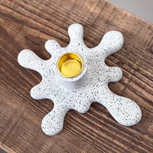 Concrete Paint Splat Candlestick Holder | Modern Sculptural Candle Holder | Quirky New Home Gift | Unique Table Decor | Taper Candle Holder