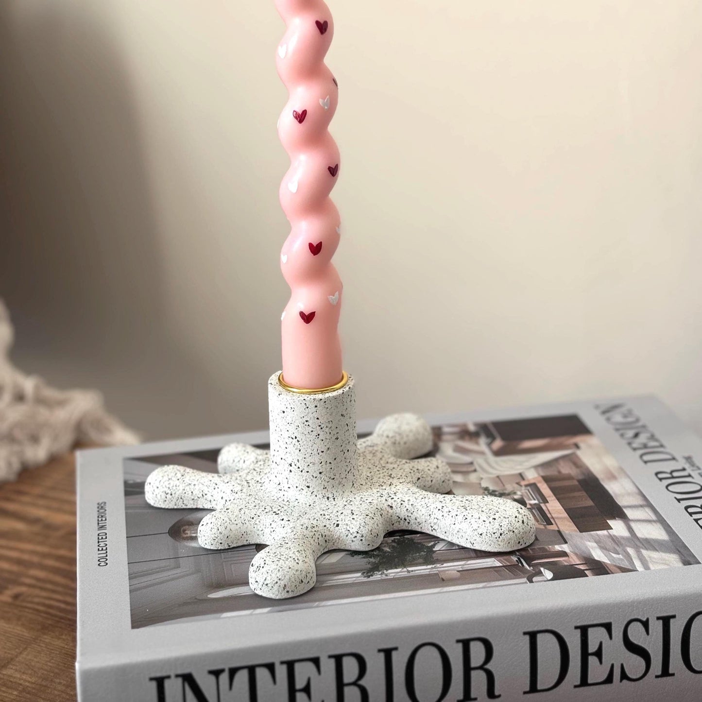 Concrete Paint Splat Candlestick Holder | Modern Sculptural Candle Holder | Quirky New Home Gift | Unique Table Decor | Taper Candle Holder