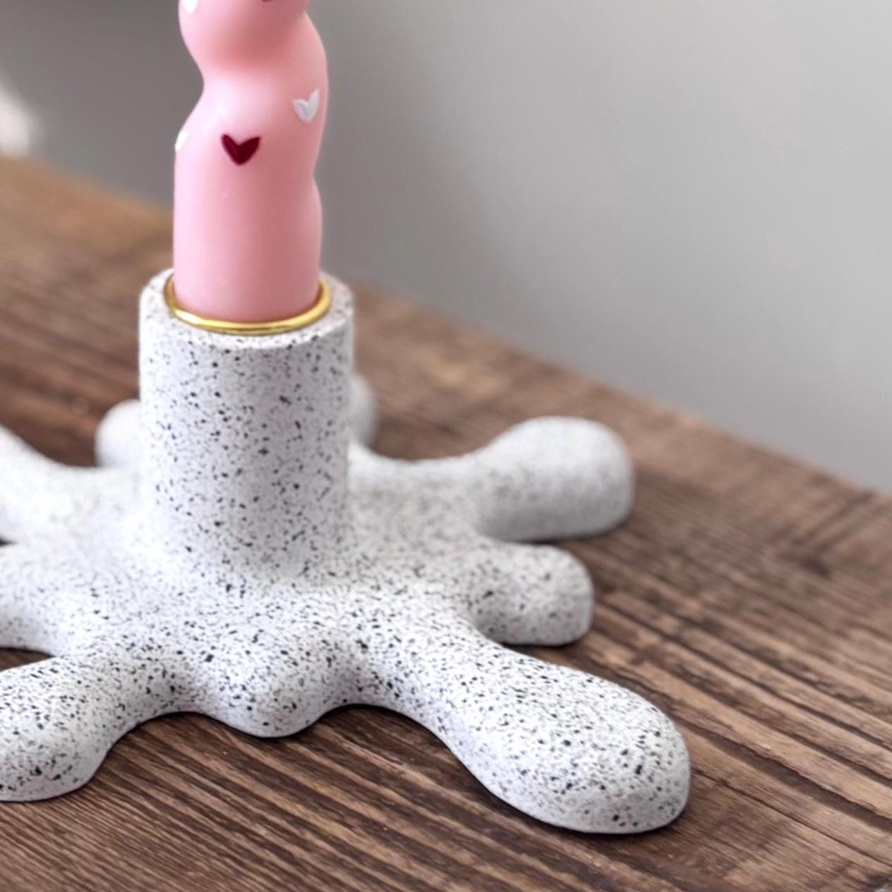 Concrete Paint Splat Candlestick Holder | Modern Sculptural Candle Holder | Quirky New Home Gift | Unique Table Decor | Taper Candle Holder