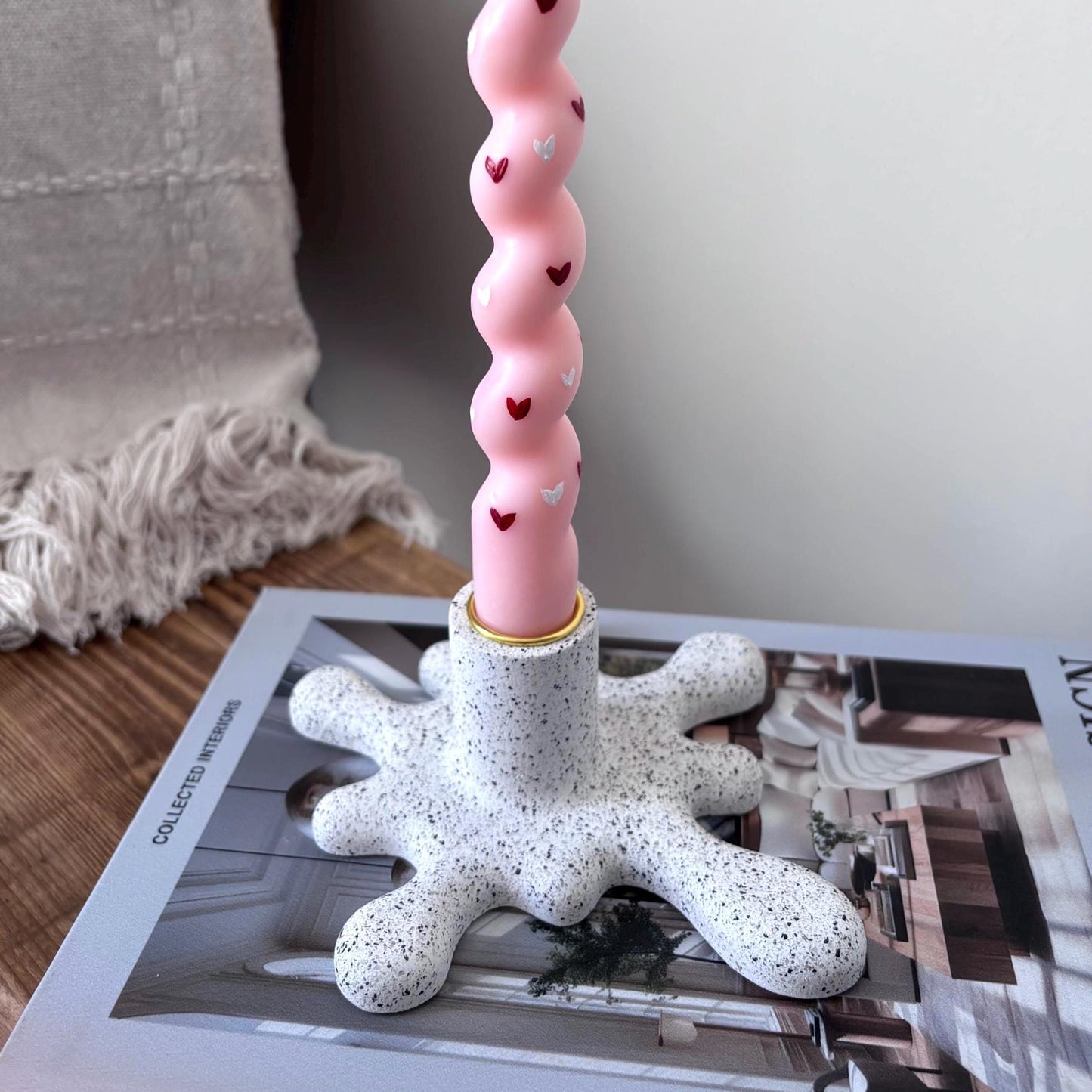 Concrete Paint Splat Candlestick Holder | Modern Sculptural Candle Holder | Quirky New Home Gift | Unique Table Decor | Taper Candle Holder