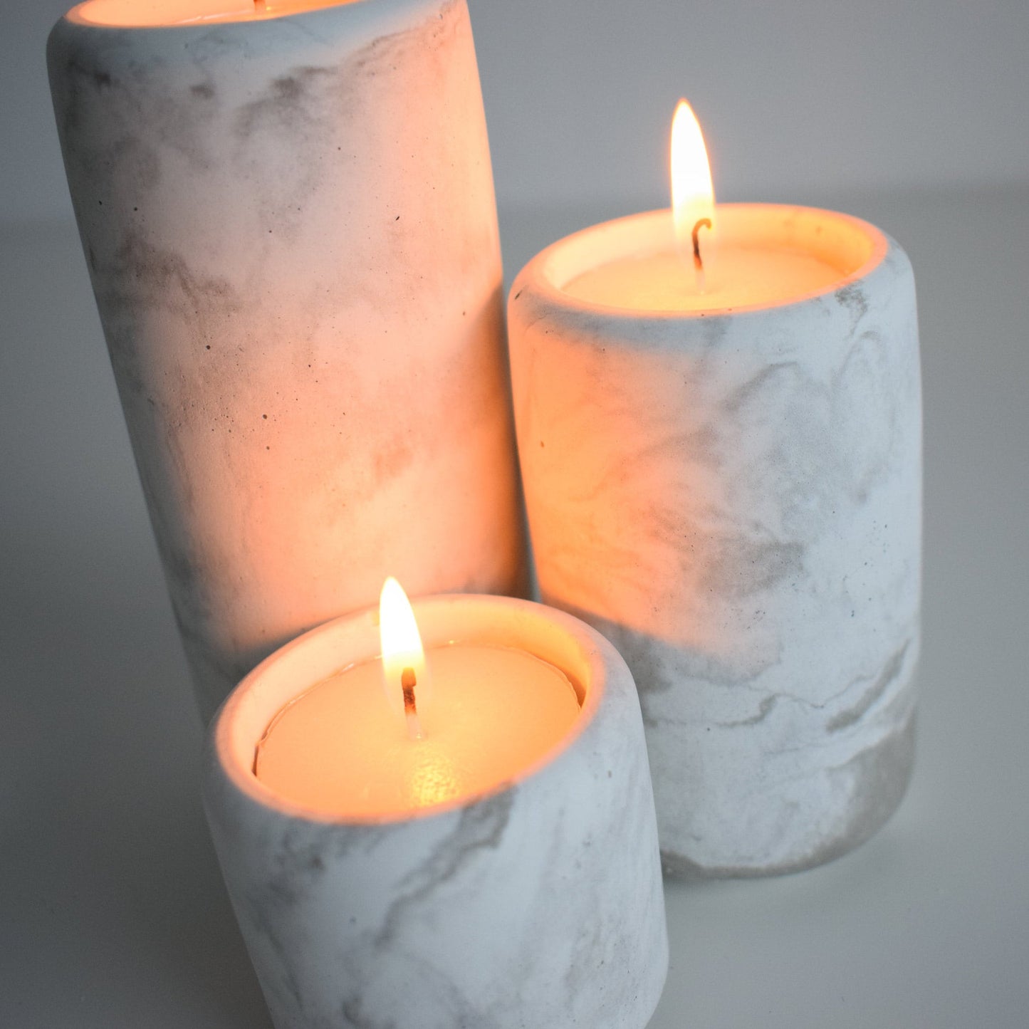 Concrete Pillar Tea Light Holders (Set of 3)