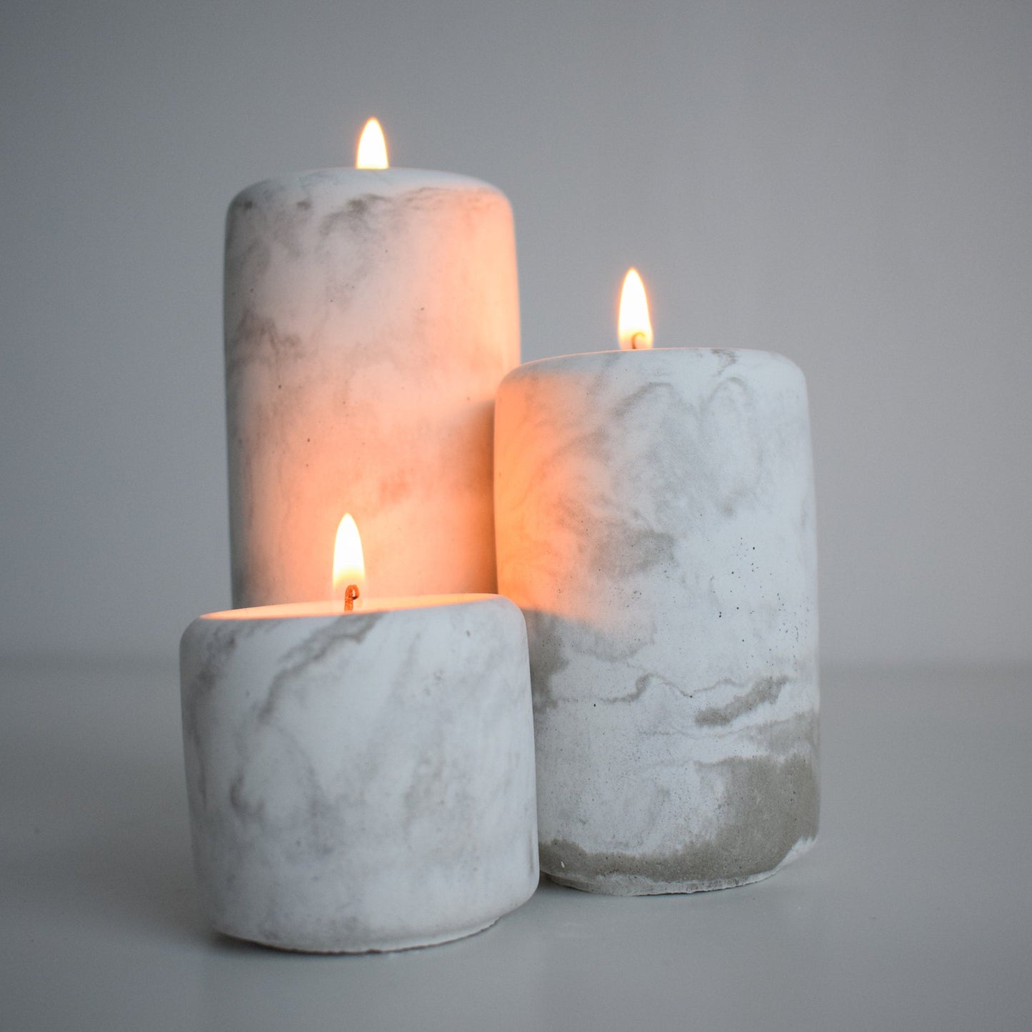 Concrete Pillar Tea Light Holders (Set of 3)