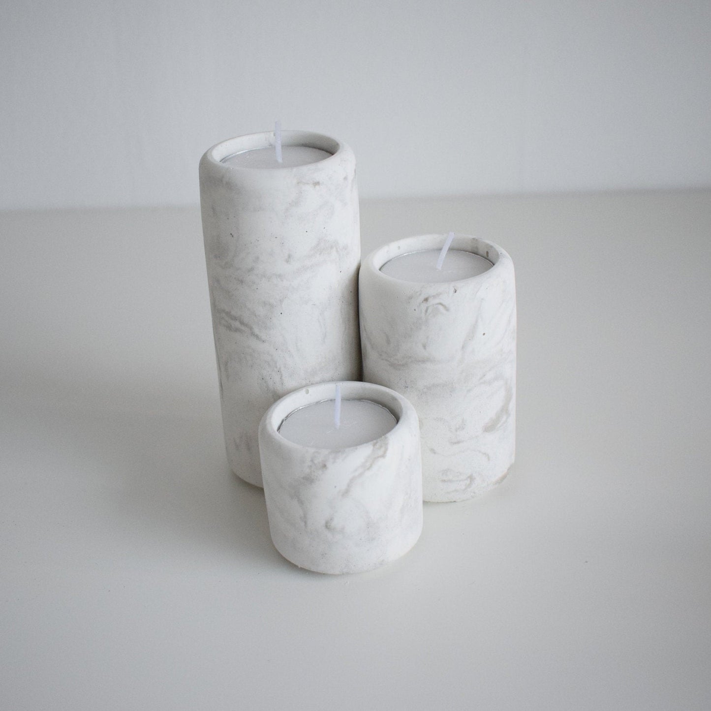Concrete Pillar Tea Light Holders (Set of 3)