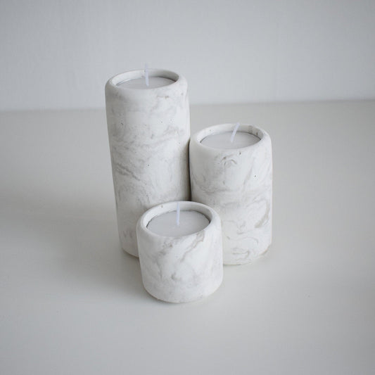 Concrete Pillar Tea Light Holders (Set of 3)