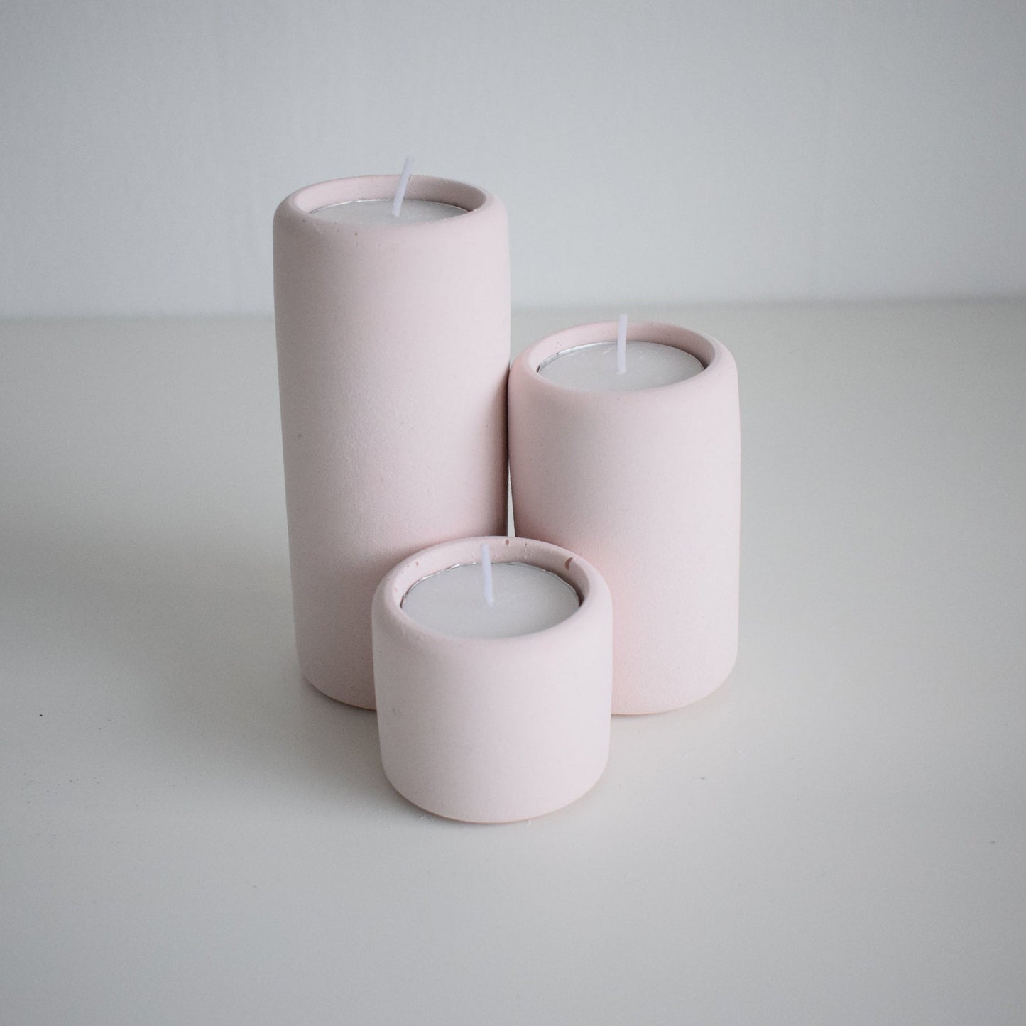 Concrete Pillar Tea Light Holders (Set of 3)
