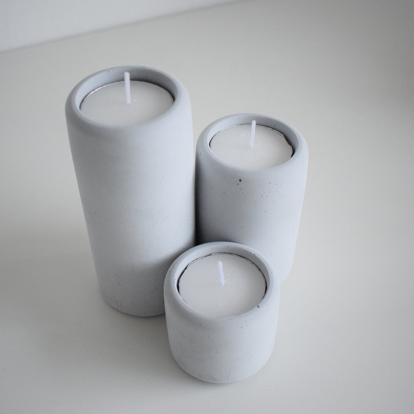 Concrete Pillar Tea Light Holders (Set of 3)