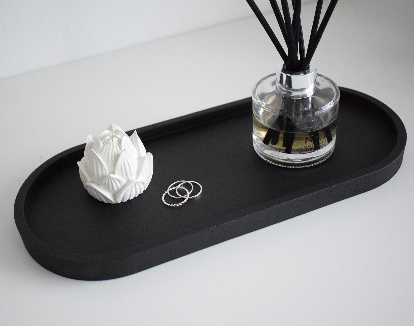 Black Concrete Oval Styling Tray (Large)