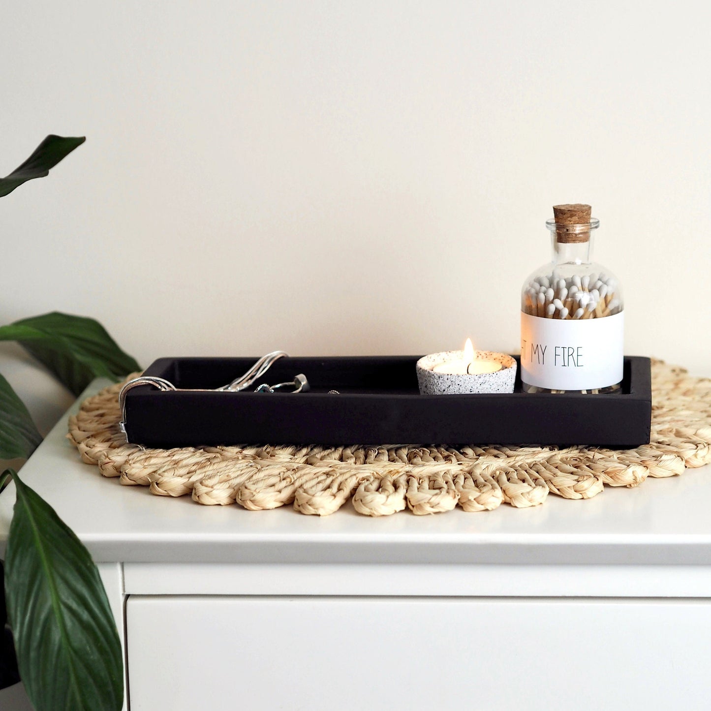 Matte Black Concrete Rectangle Tray