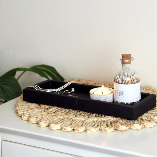 Matte Black Concrete Rectangle Tray