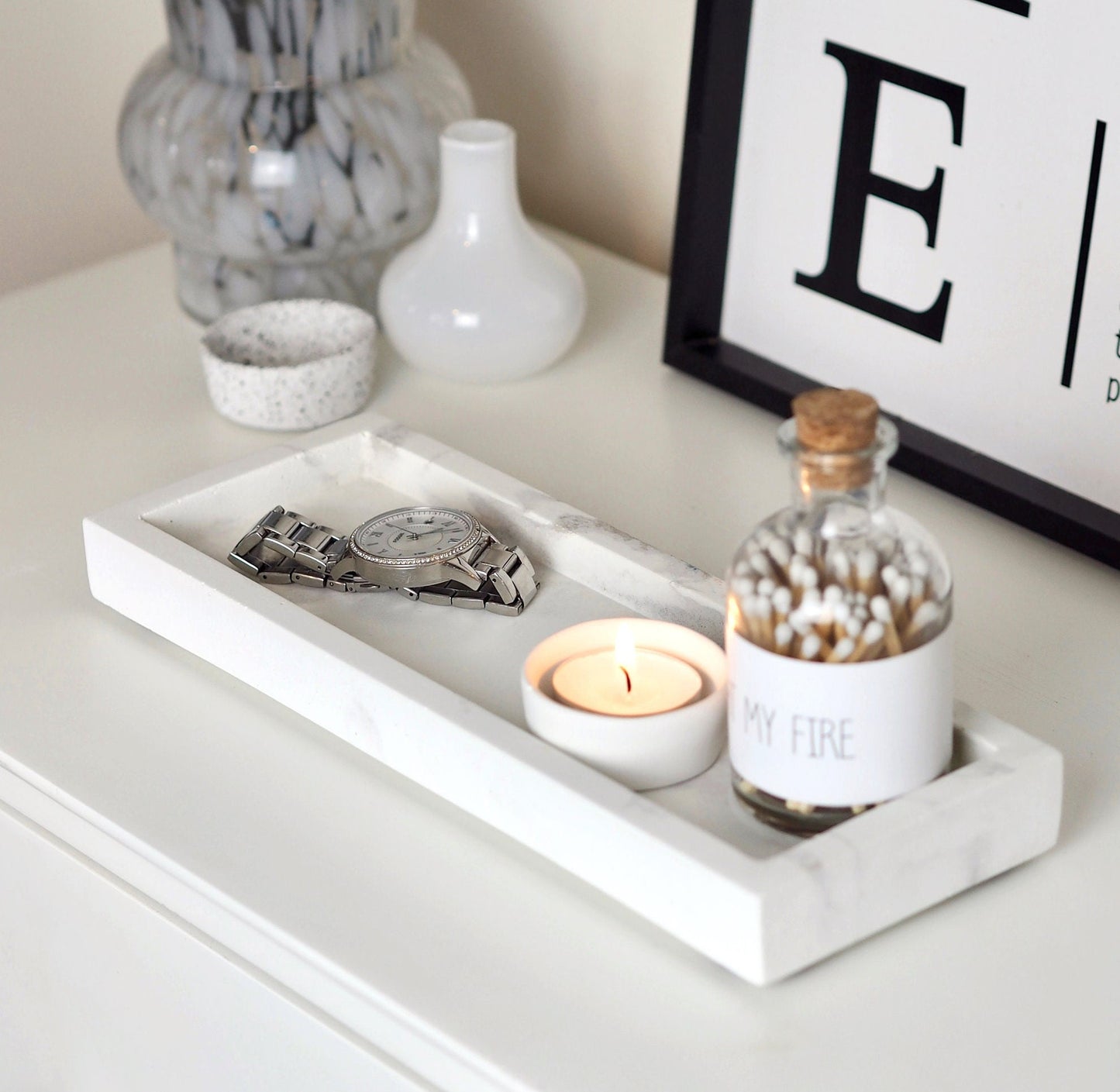 Concrete Rectangle Styling Tray