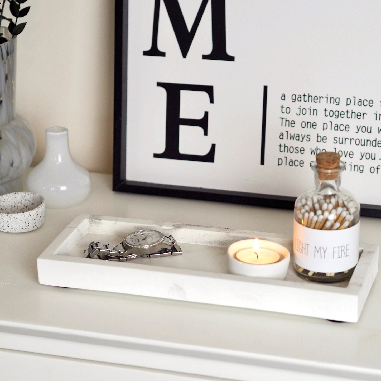 Concrete Rectangle Styling Tray