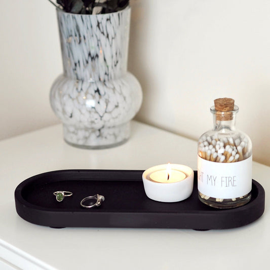 Black Concrete Oval Styling Tray (Medium)