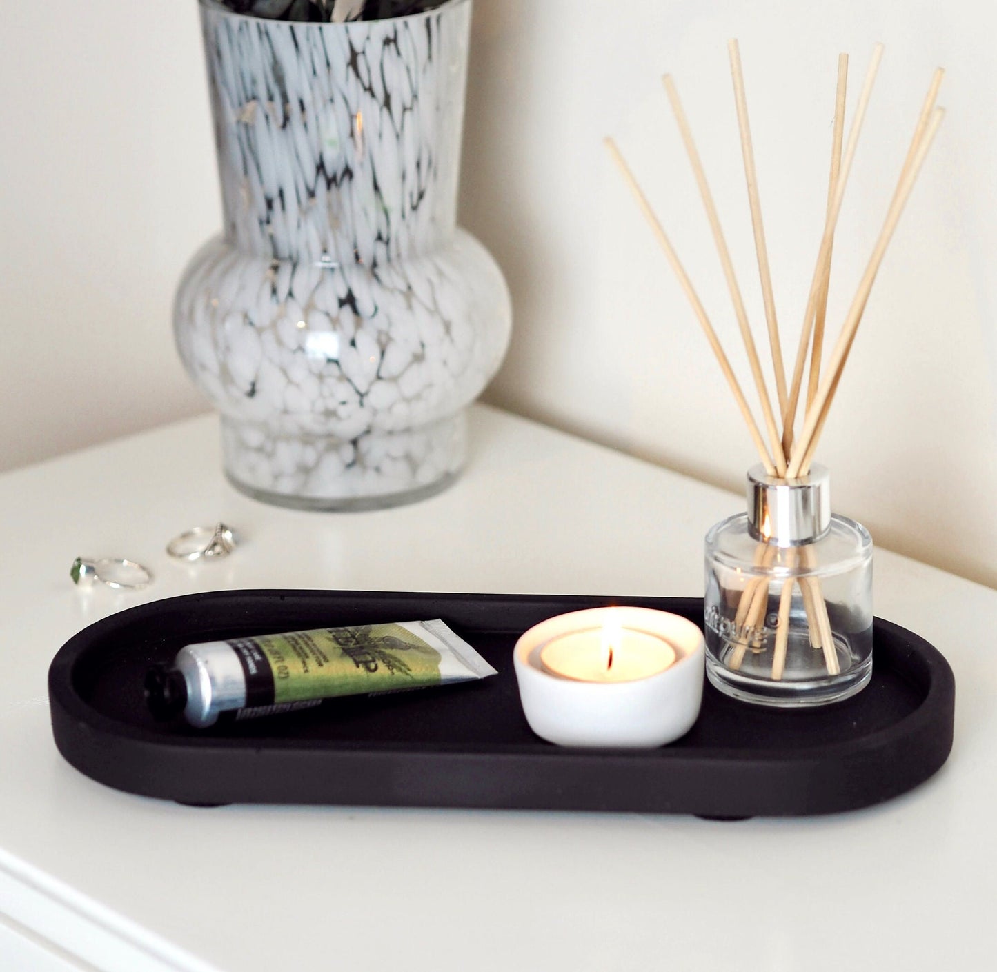 Black Concrete Oval Styling Tray (Medium)