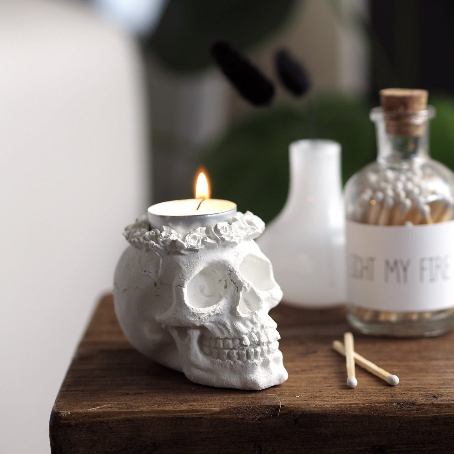 Concrete Skull Tea Light Holder