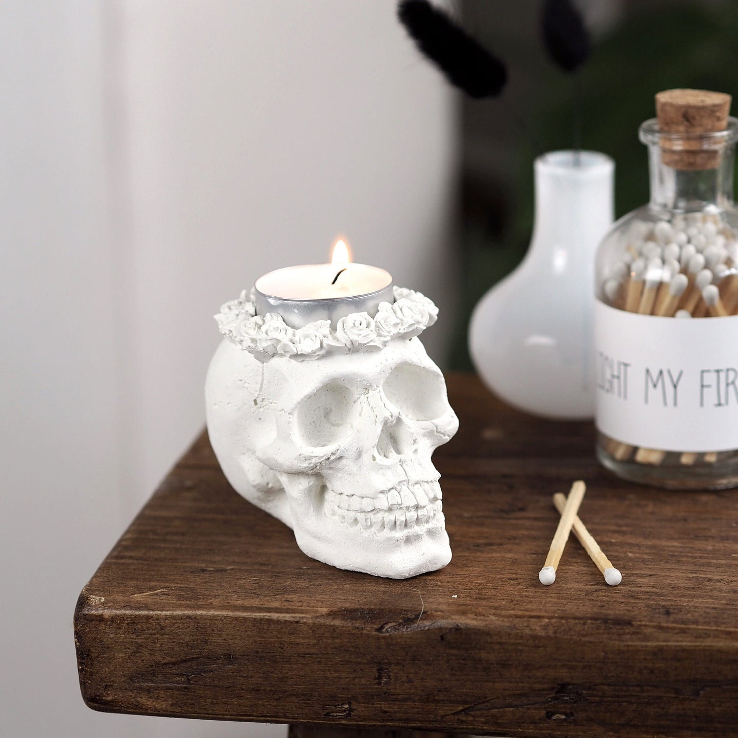 Concrete Skull Tea Light Holder