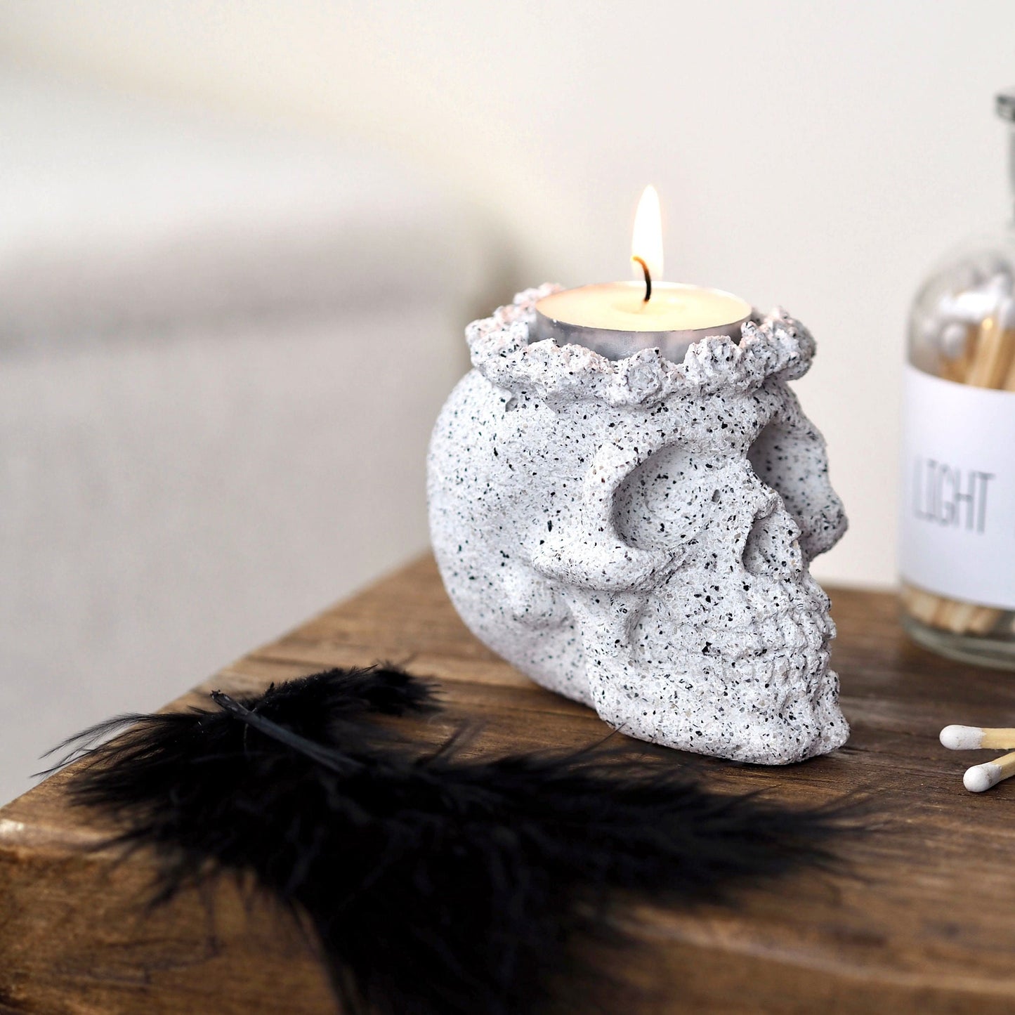 Concrete Skull Tea Light Holder