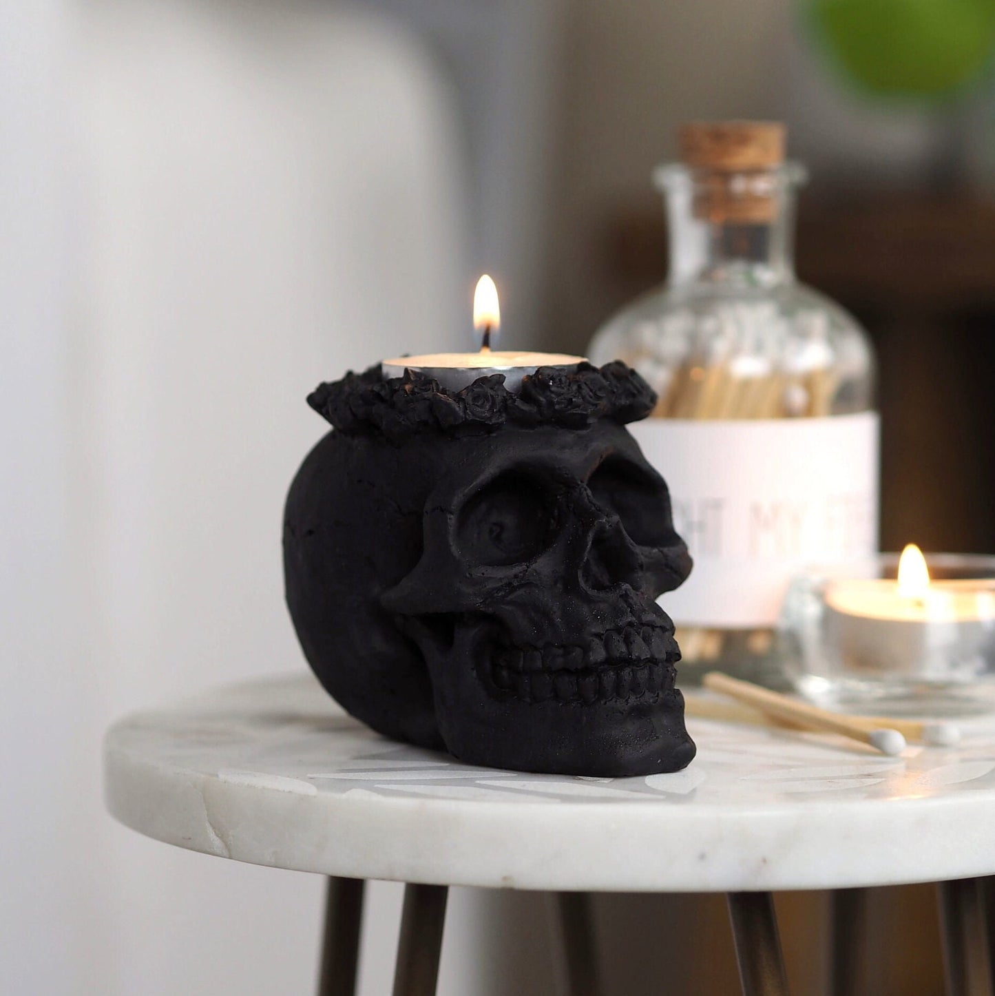 Concrete Skull Tea Light Holder