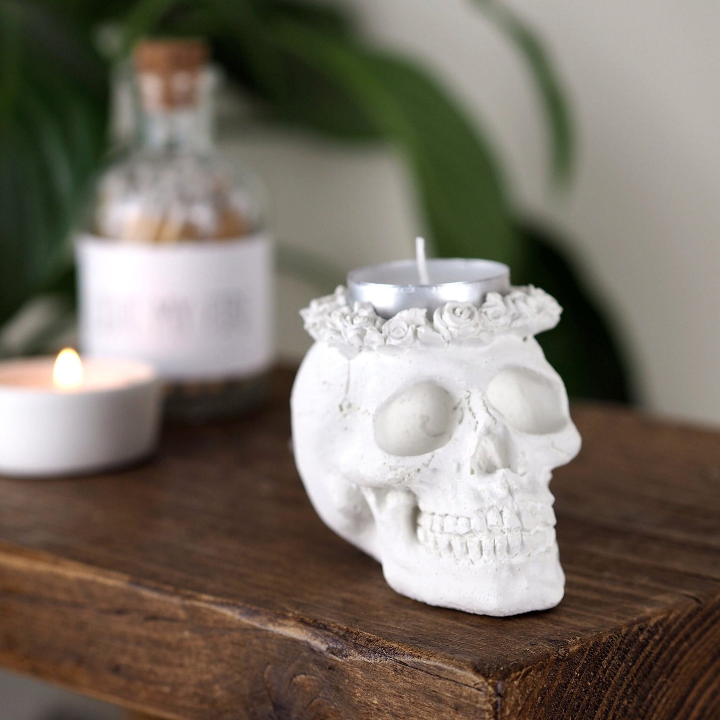 Concrete Skull Tea Light Holder
