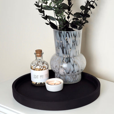 Large Black Round Display Tray