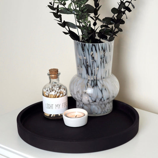 Large Black Round Display Tray