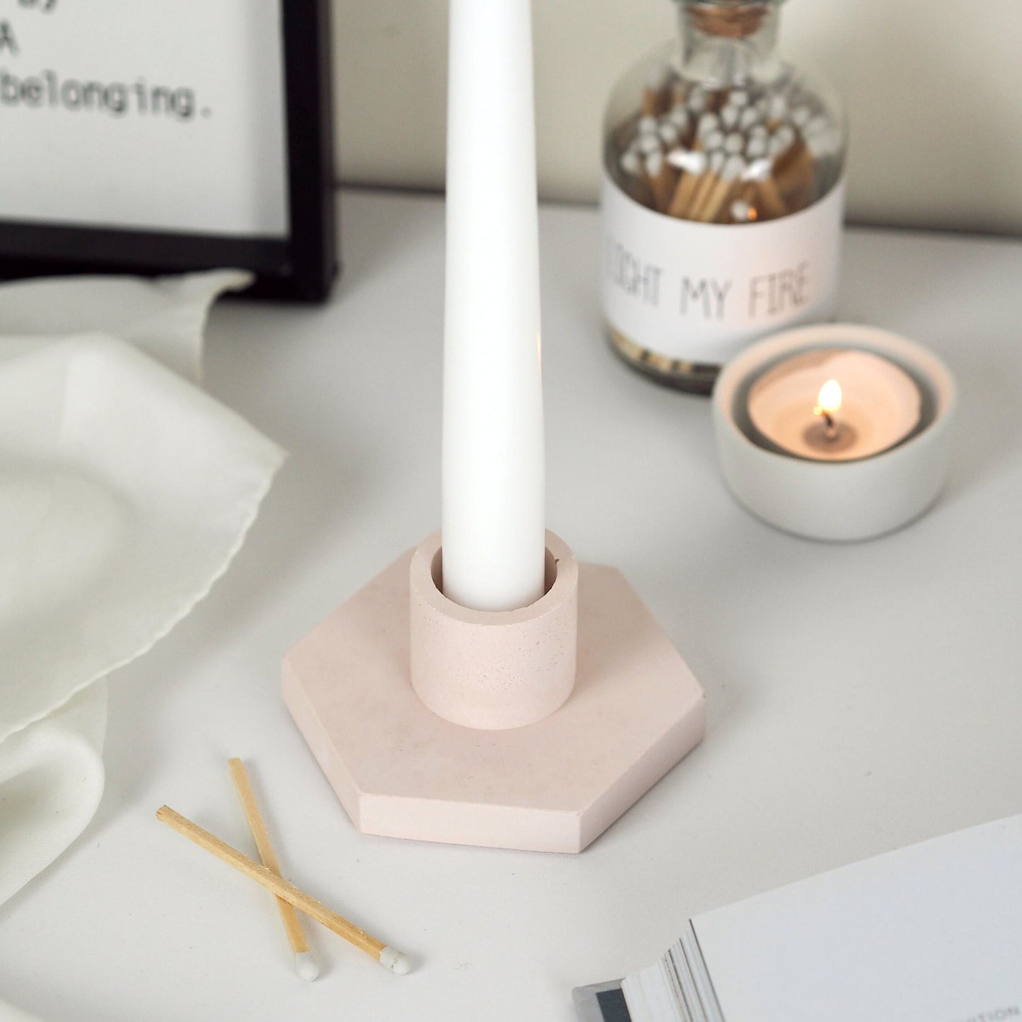 Concrete Hex Candle Stick Holders
