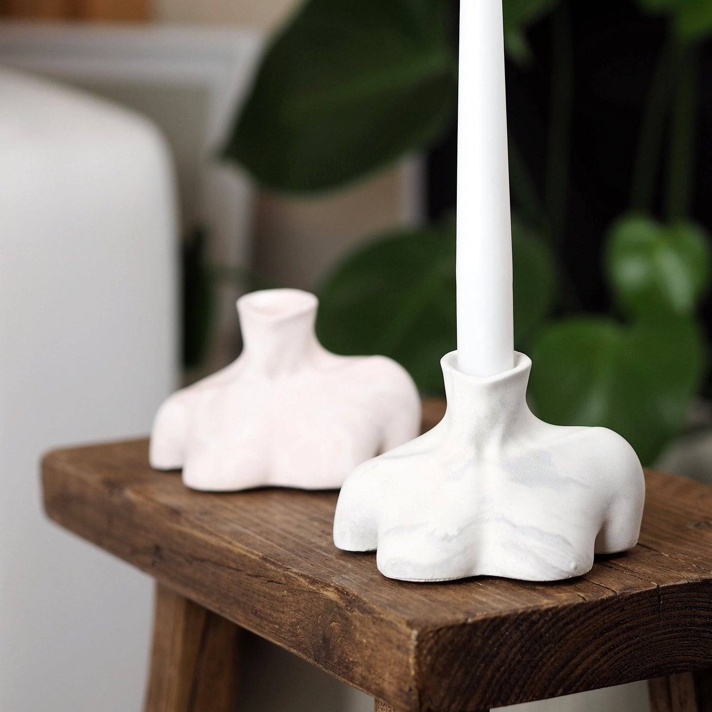 Concrete Bust Candlestick Holder