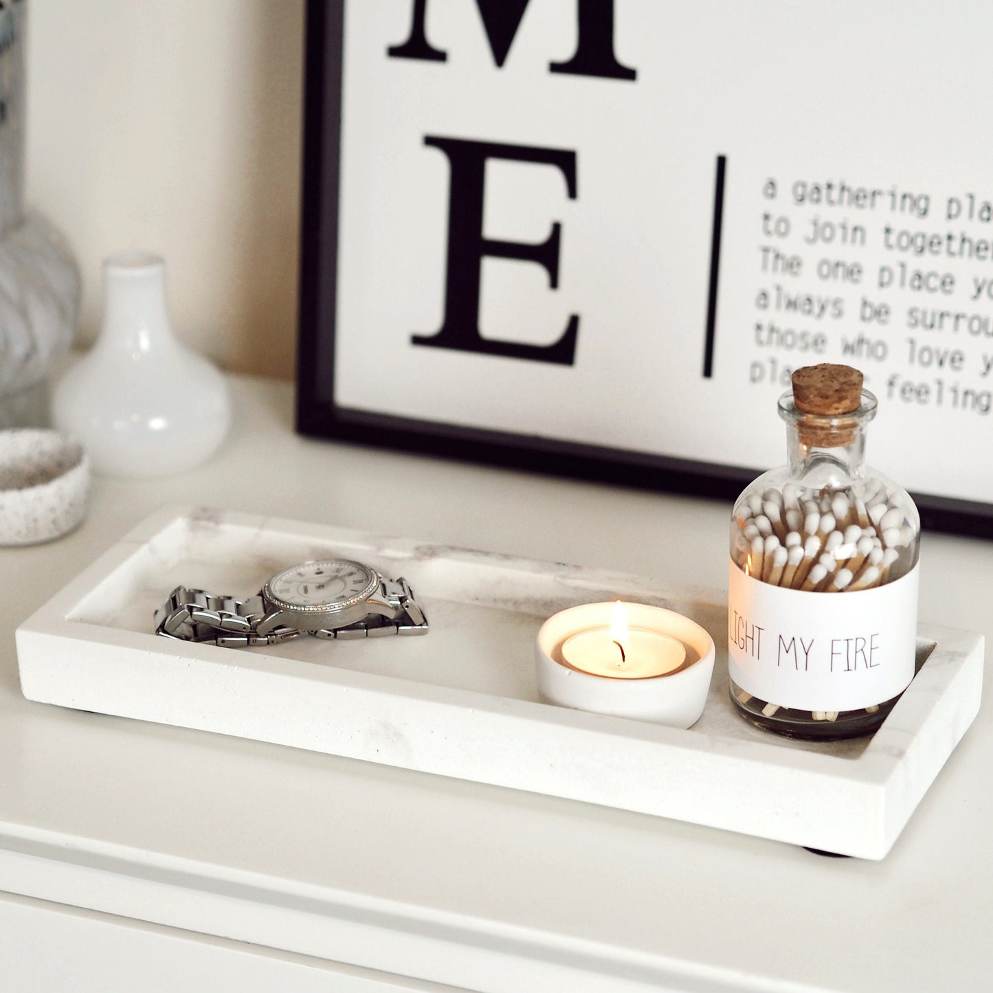 Concrete Rectangle Styling Tray