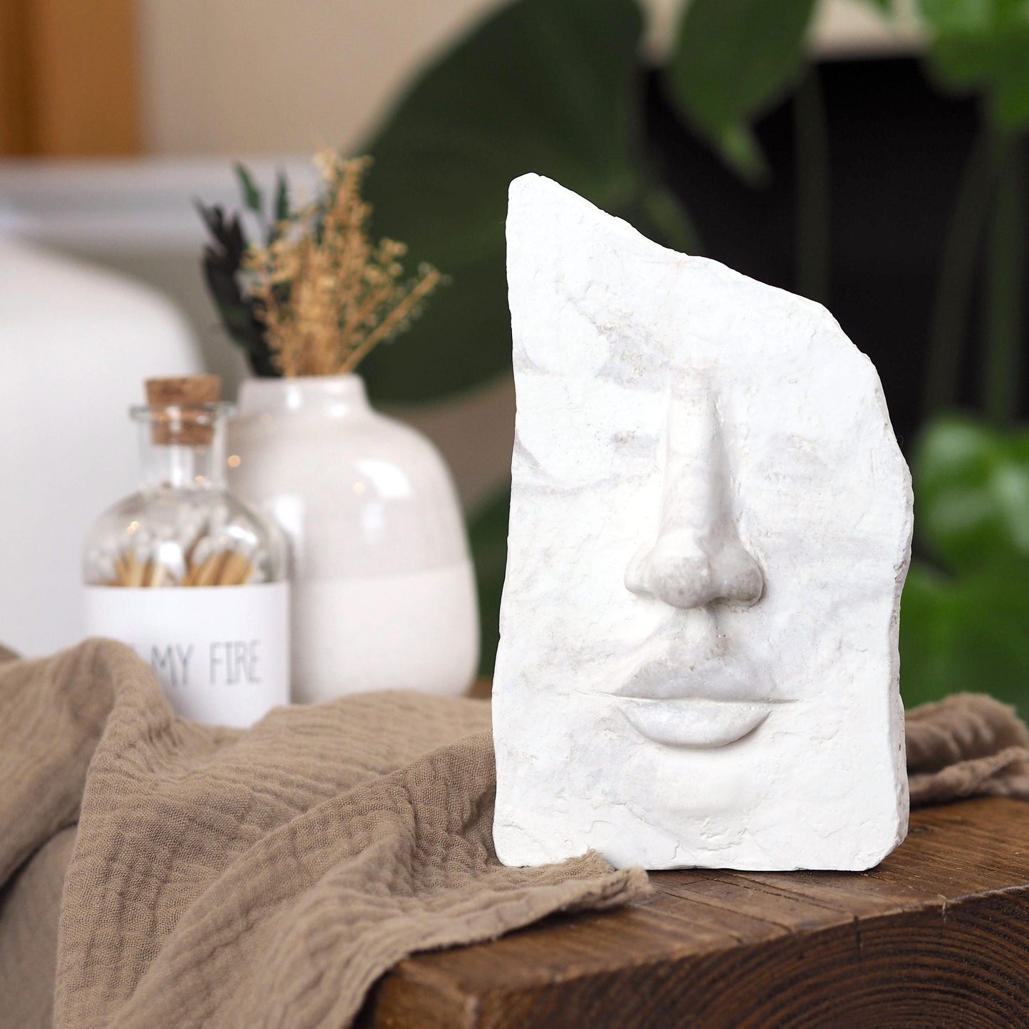 Concrete Face Sculpture