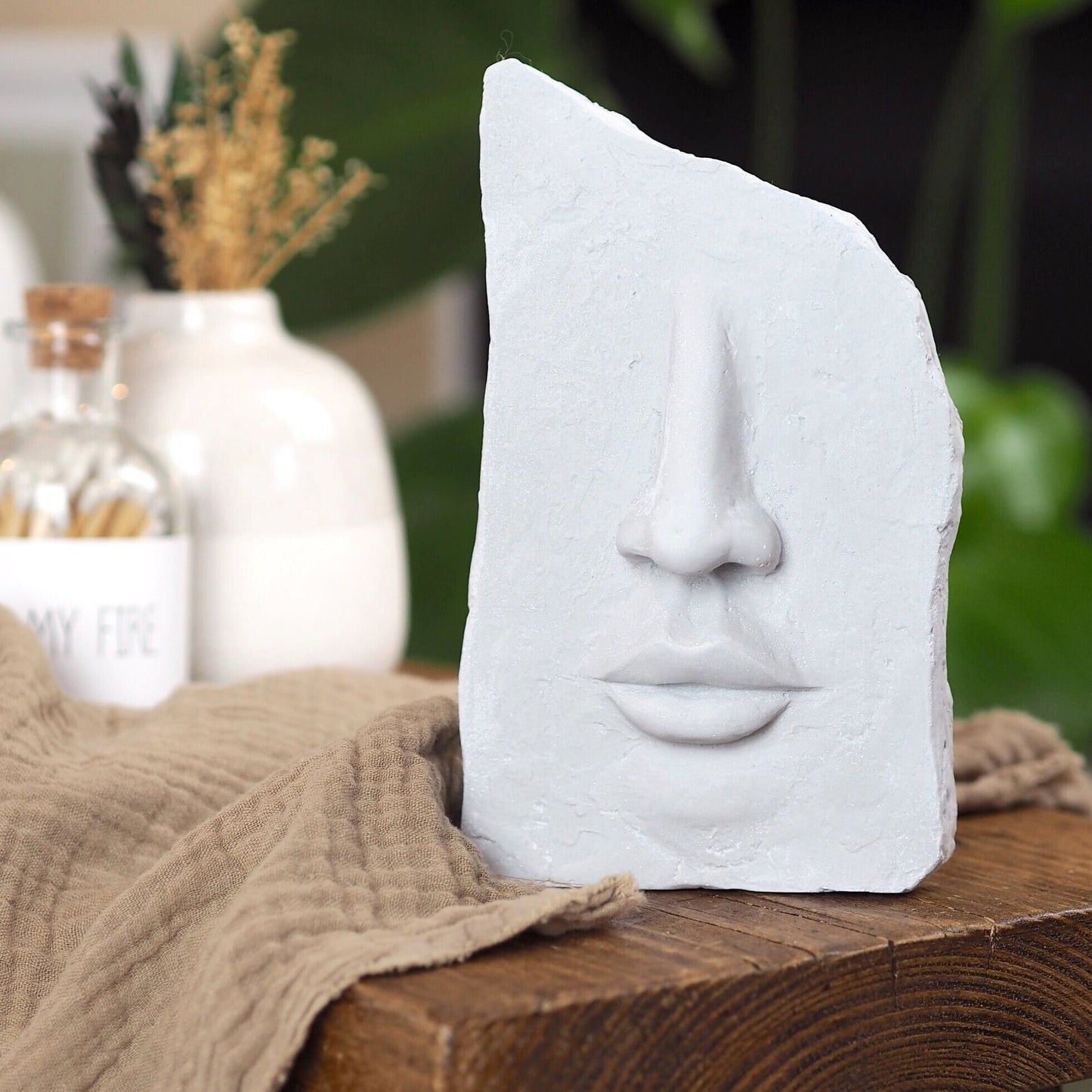 Concrete Face Sculpture